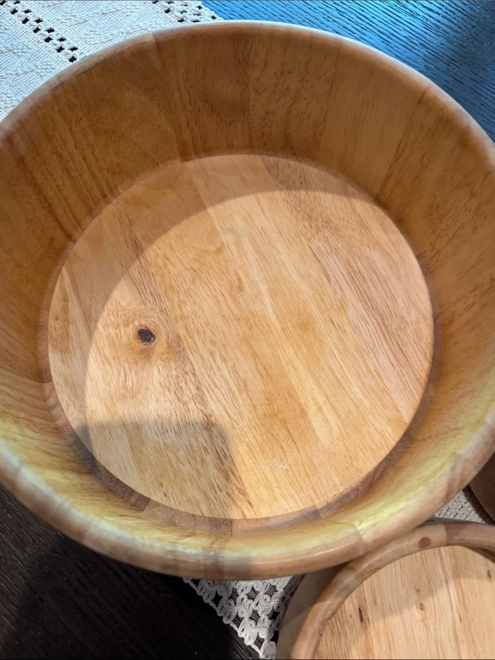 Wooden Salad Bowl Set with Servers - Natural Wood